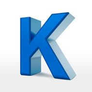 3d blue alphabet K