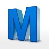 3d blue alphabet M