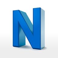 3d blue alphabet N
