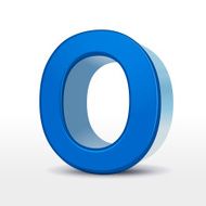 3d blue alphabet O