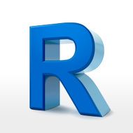 3d blue alphabet R