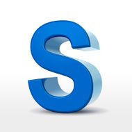 3d blue alphabet S