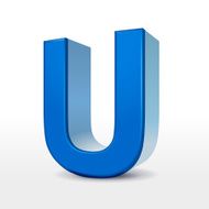 3d blue alphabet U