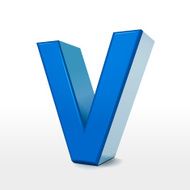 3d blue alphabet V