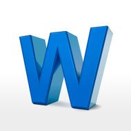 3d blue alphabet W