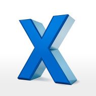 3d blue alphabet X