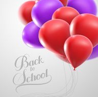 Back To School retro label with flying balloons