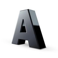 glossy black alphabet A