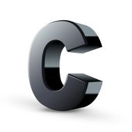 glossy black alphabet C