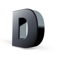 glossy black alphabet D