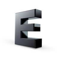 glossy black alphabet E