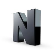 glossy black alphabet N