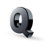 glossy black alphabet Q