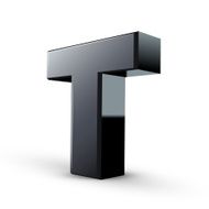glossy black alphabet T
