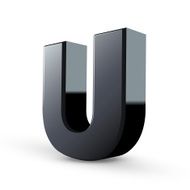 glossy black alphabet U