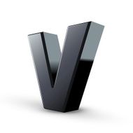 glossy black alphabet V