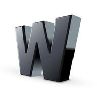 glossy black alphabet W