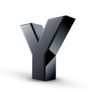 glossy black alphabet Y