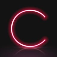 3d red neon light letter C