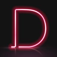 3d red neon light letter D