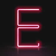 3d red neon light letter E