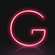 3d red neon light letter G