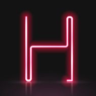 3d red neon light letter H