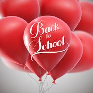Back To School retro label with flying balloons N2