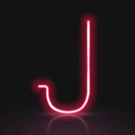 3d red neon light letter J