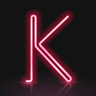 3d red neon light letter K