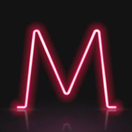 3d red neon light letter M