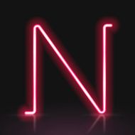 3d red neon light letter N