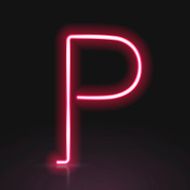 3d red neon light letter P