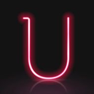 3d red neon light letter U