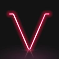 3d red neon light letter V