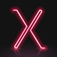 3d red neon light letter X
