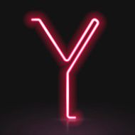 3d red neon light letter Y
