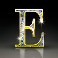 3d gorgeous diamond letter E
