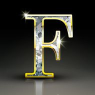 3d gorgeous diamond letter F