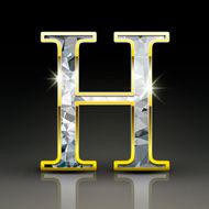 3d gorgeous diamond letter H