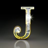 3d gorgeous diamond letter J