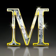 3d gorgeous diamond letter M