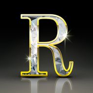 3d gorgeous diamond letter R