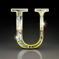 3d gorgeous diamond letter U
