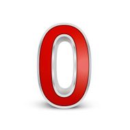 3d red metallic number 0