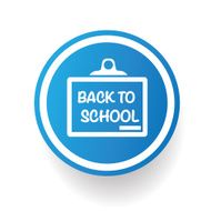 Back too school on blue button design clean vector