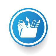 Education folder on blue button design clean vector