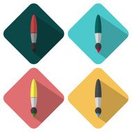 brush flat icon with long shadow
