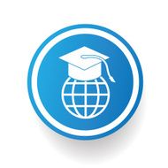 Education on blue button design clean vector