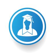Student on blue button design clean vector